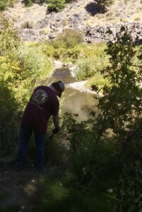 person working on the Biz Johnson Trail on Susan River